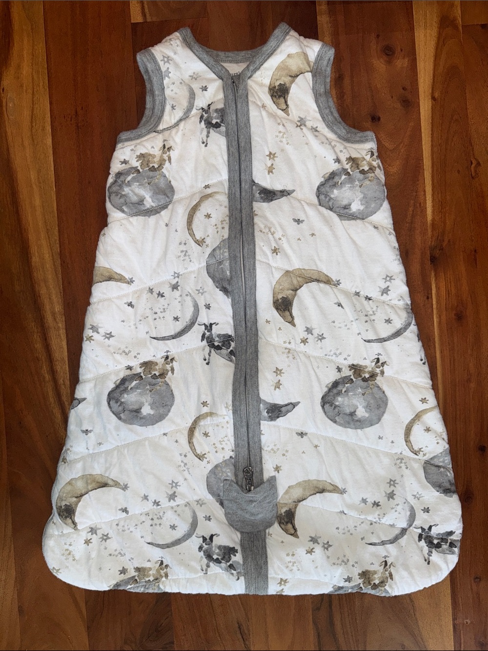 Burts Bees Kids Sleeveless Sleep Sack with Moon & Stars Print - White & Gray